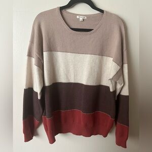 Tea N Rose Pullover Crewneck Sweater Scoop Neck Colorblock Cozy Size Large NWOT